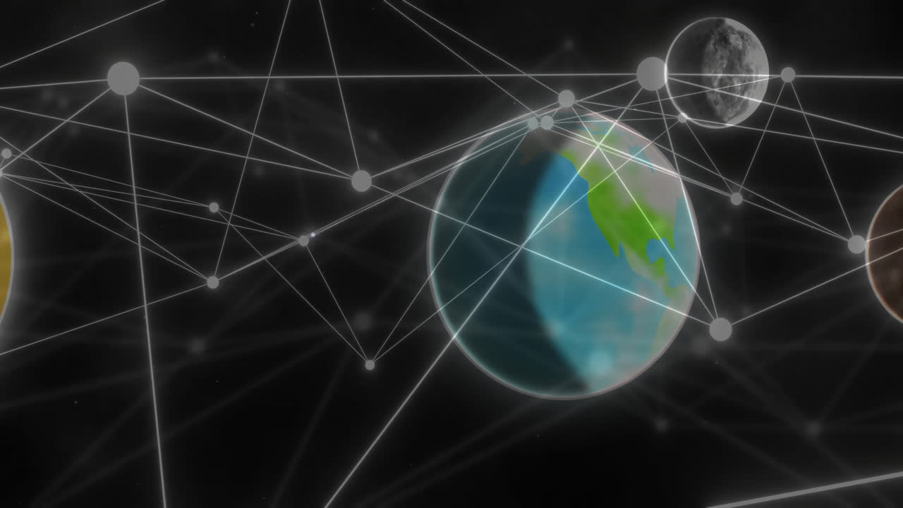 анимация сети соединений по всему миру