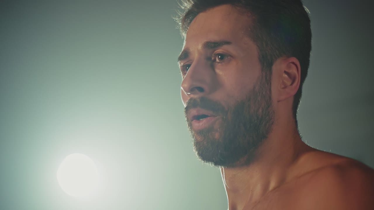 Man working out intensely