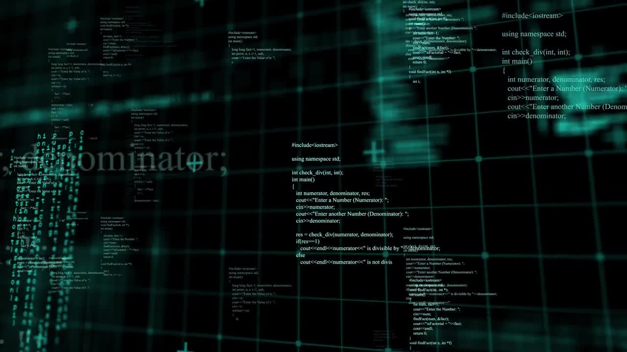 Animation of data processing on black background