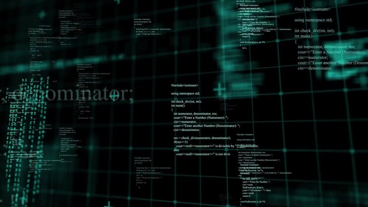 Animation of data processing on black background