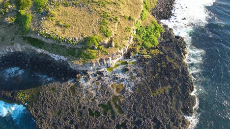 rocas basálticas erosionadas de la isla cook en el estado australiano de nueva gales del sur