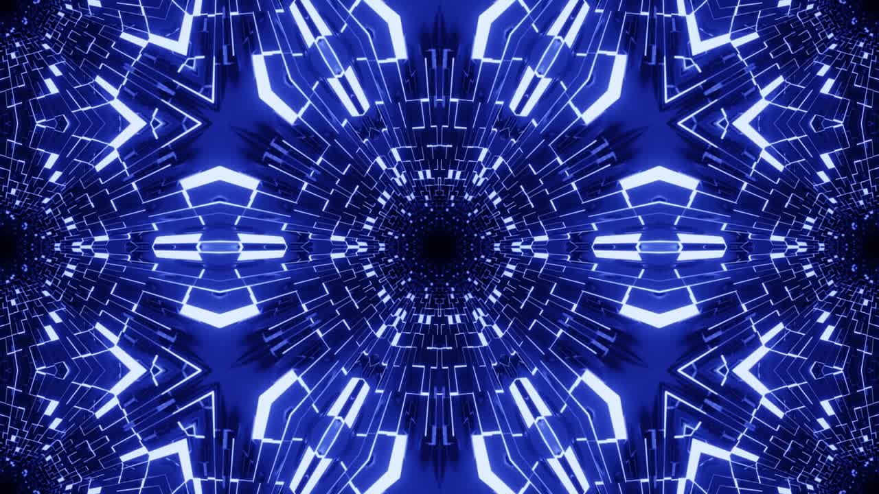 star symmetry. Glow pattern. Vj loop motion design kaleidoscope background. Abstract bg motion graphics 3d symmetrical glowing kaleidoscopic construction. Night club vj. Sci-fi background.