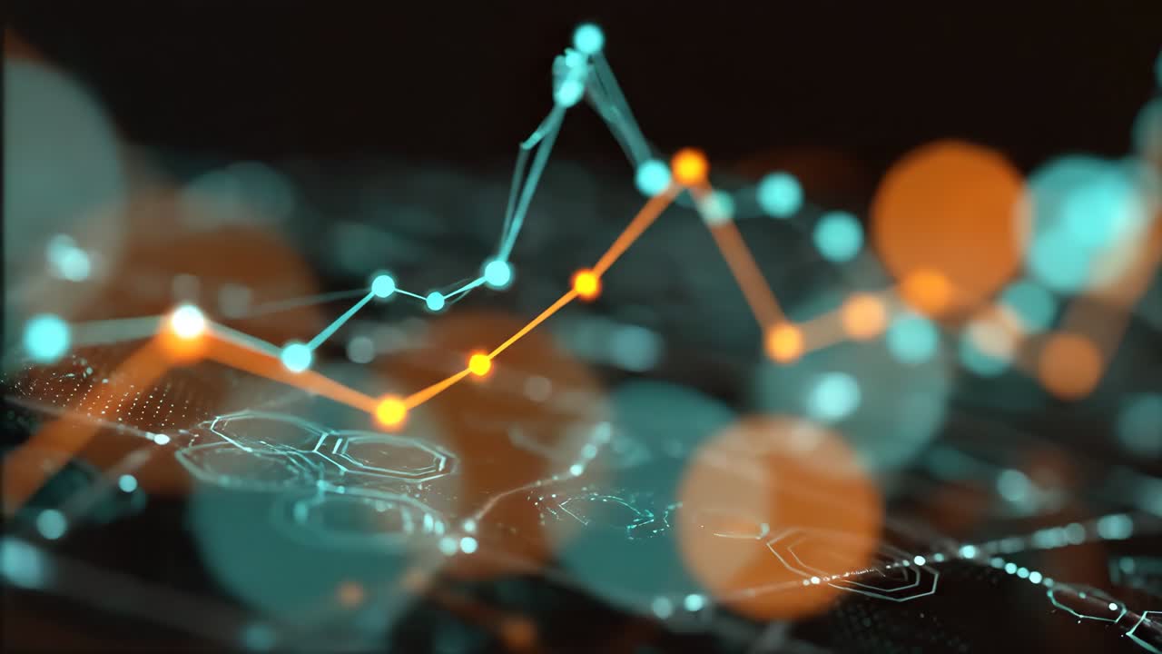 Abstrakt dataanalyse med glødende linjer