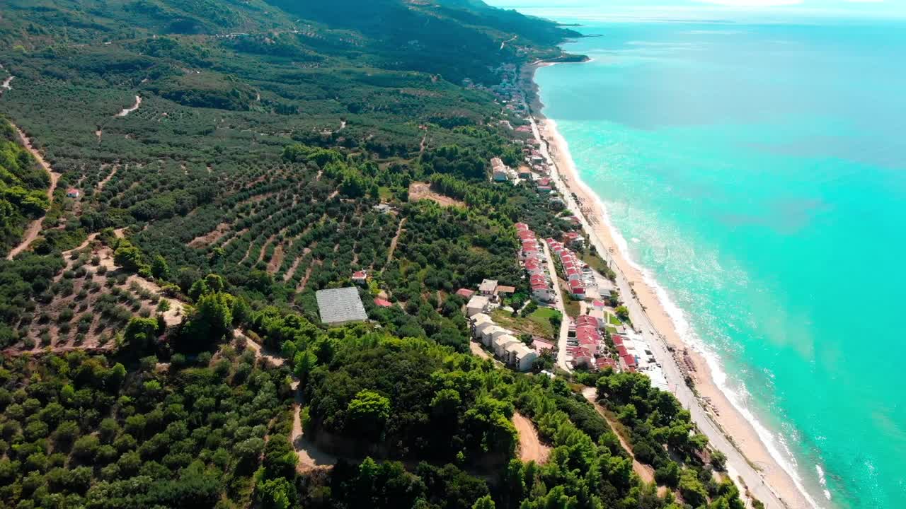 Drone Fly Over Beautiful Beach In Greece