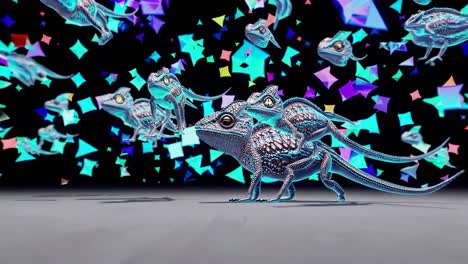 colorful 3d chameleons