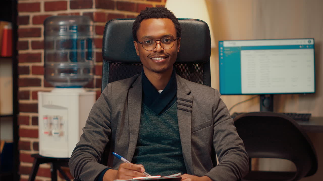 Portrait of african american counselor attending couple therapy session