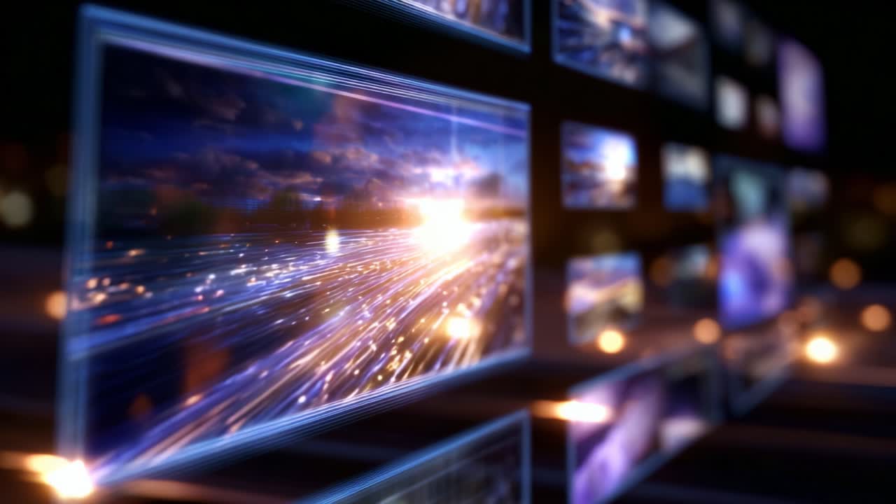 Immagini dinamiche di scie luminose e paesaggi urbani che catturano l'essenza dell'energia urbana con una combinazione di movimento e quiete in un montaggio accattivante