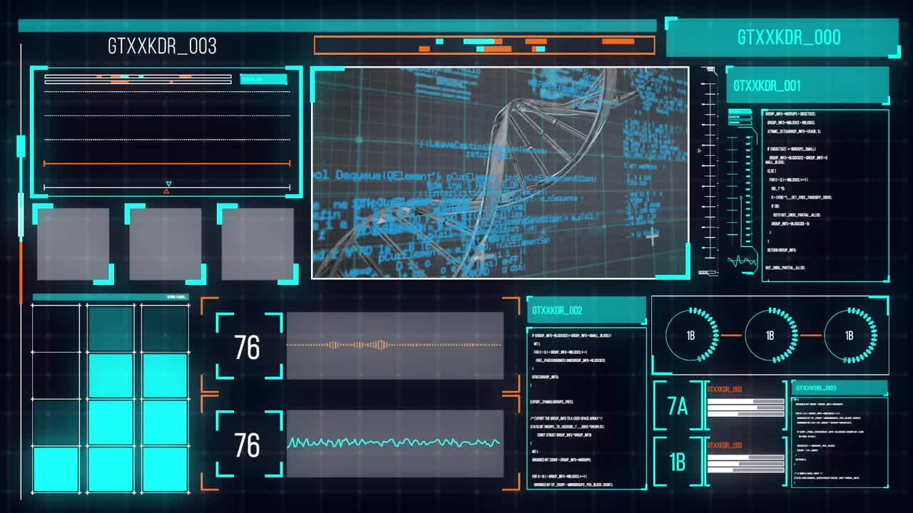 Digital interface against black background
