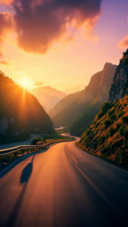 panorámico camino de montaña al atardecer