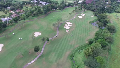 aerial of wide golf course in sta