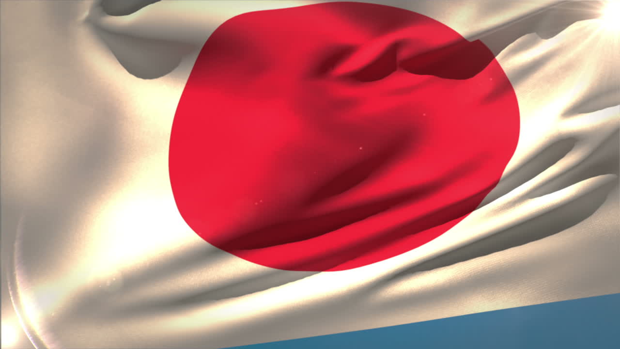 una gran bandera nacional japonesa ondeando