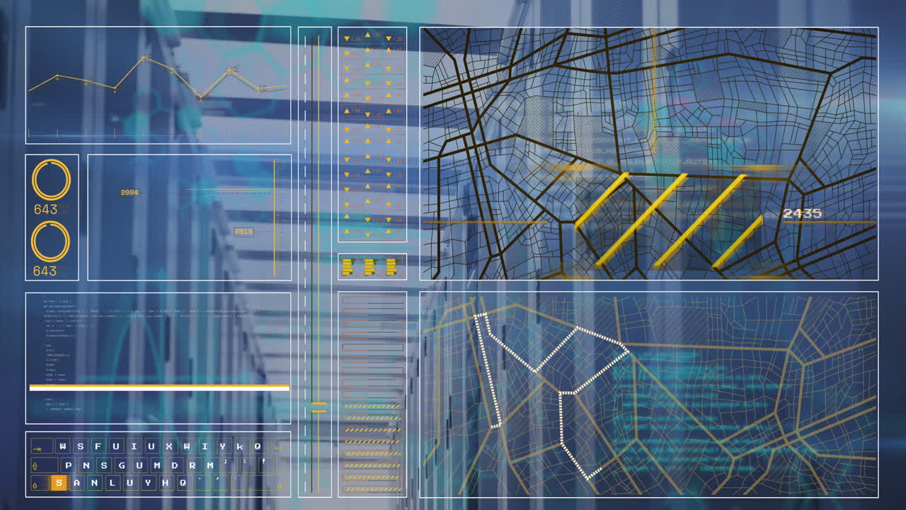 animación del procesamiento de datos a través de servidores informáticos