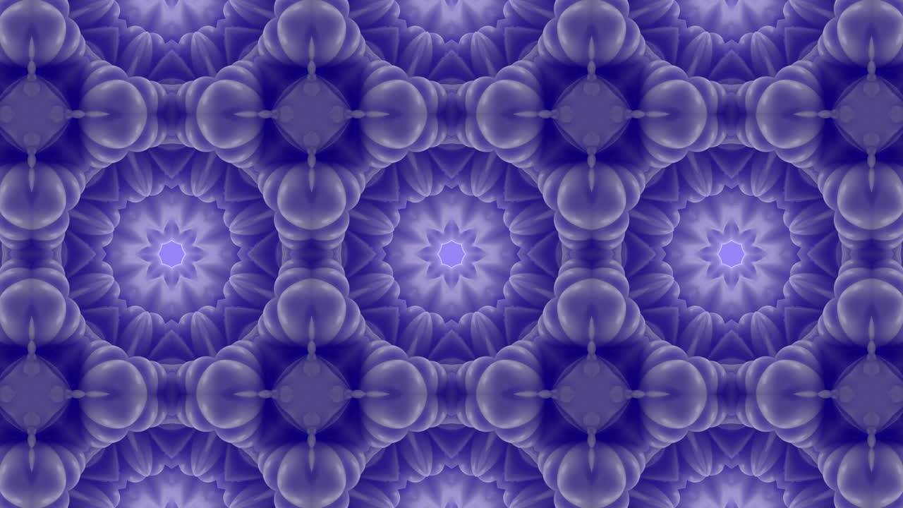 Sfondo decorativo astratto ornato in 3D in loop. Caleidoscopio ipnotico