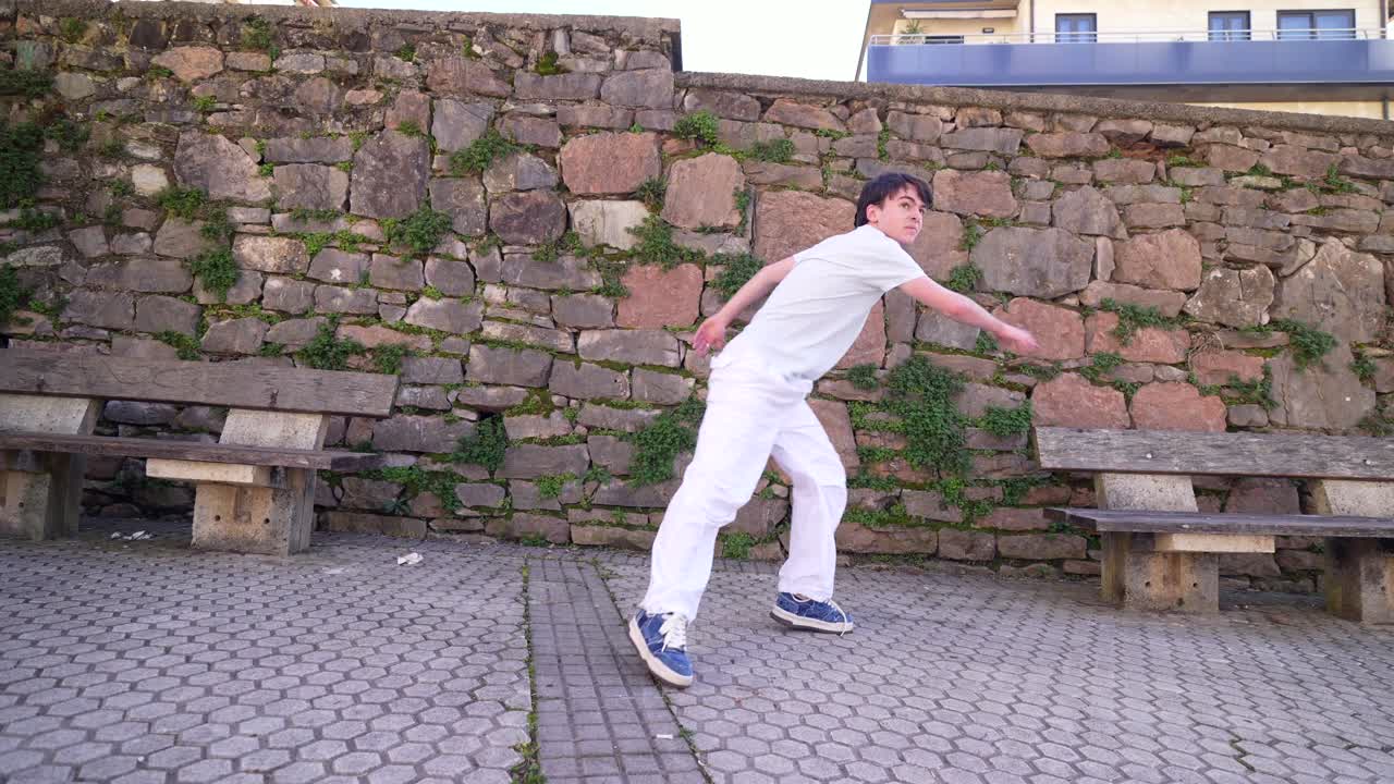 Capoeira performer in urban setting
