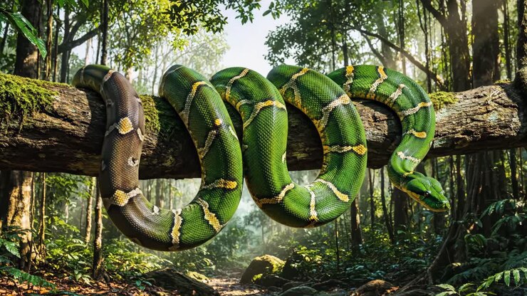 Groene boompython in het bos