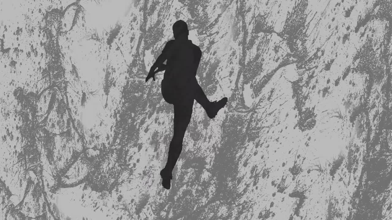 Animazione di silhouette di giocatori di football americano su forme su sfondo grigio