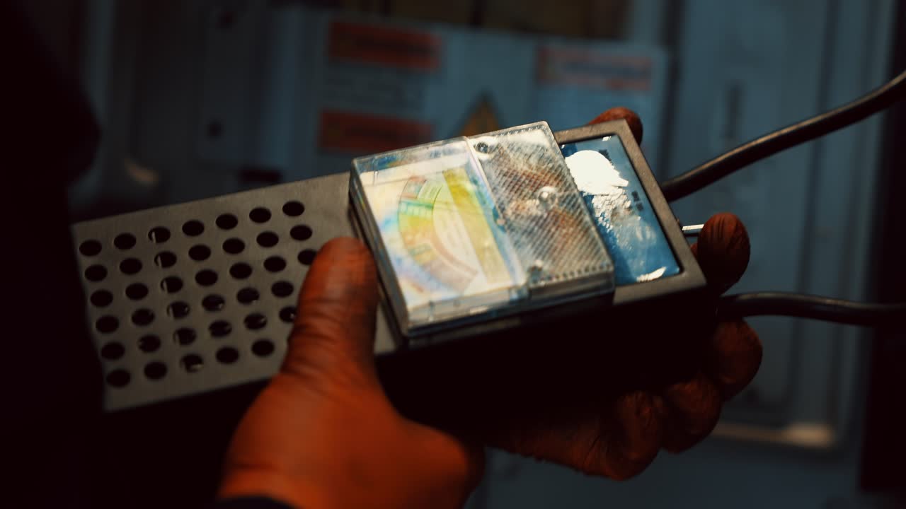 mechanic using a multimeter gauge and checking voltage