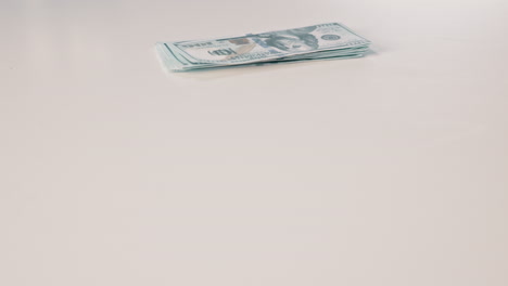 table, money and hands for cash payment for loan