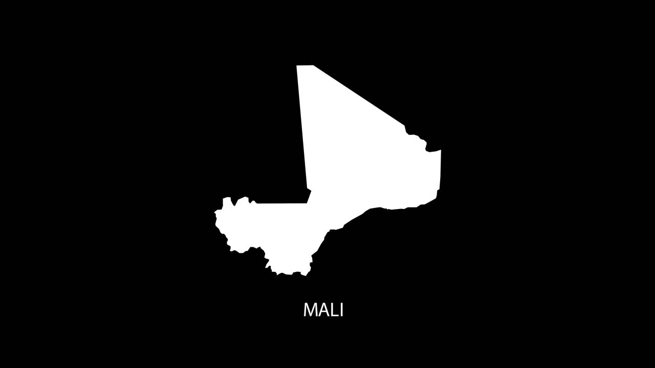 revelación digital y zoom en el mapa del país de mali vídeo alfa con nombre del país revelando el fondo | mapa del country de mali y título revelando vídeo alfa para editar plantilla conceptual