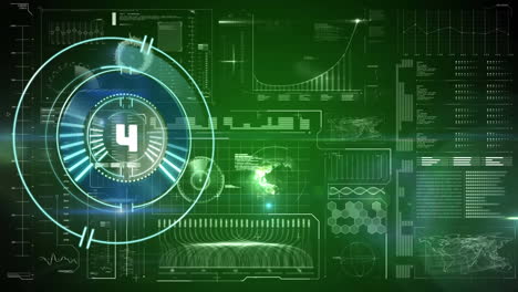 animation of scope scanning and data processing on green background