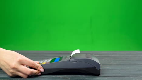 close up of man pays coffee with nfc system and contactless card