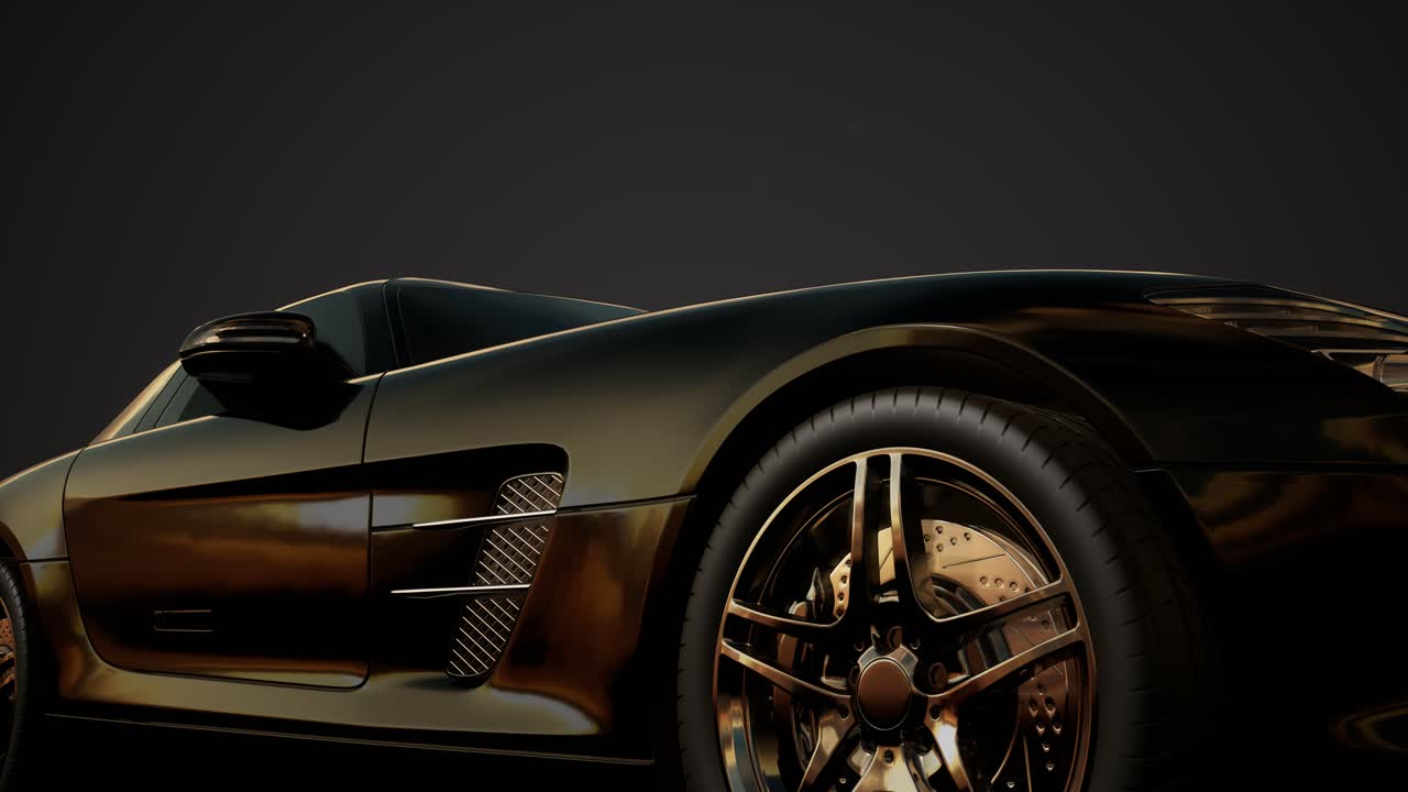 coche deportivo de lujo en un estudio oscuro con luces brillantes