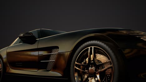 luxury sport car in dark studio with bright lights