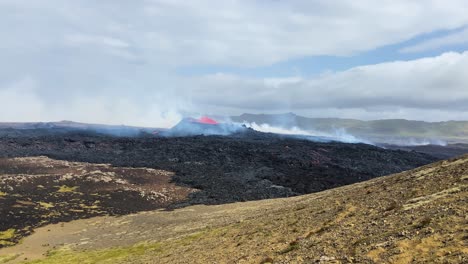 active volcano eruption in iceland of fagradalsfjall volcano in 2023