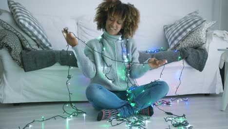 Female-model-posing-with-garland