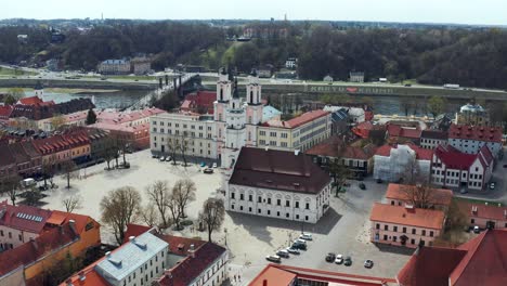 town hall and church of st