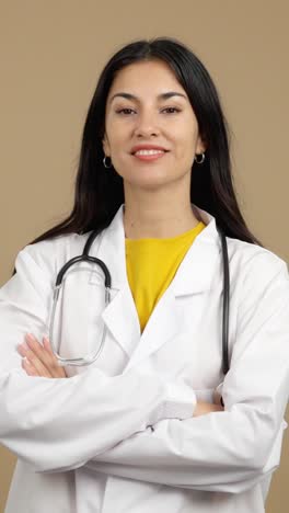 portrait of a female doctor in a lab coat with a stethoscope