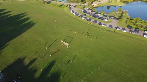 aerial view of the soccer girls team liberty park in clarksville tennessee, usa