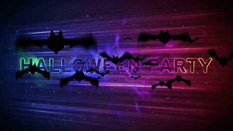 Animación-De-Saludos-De-Halloween-Y-Murciélagos-Sobre-Fondo-Morado-Y-Rosa