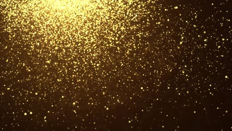gold dust confetti particles fly in slow motion in the air light loop.