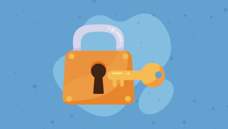 padlock with key hole cyber security animation