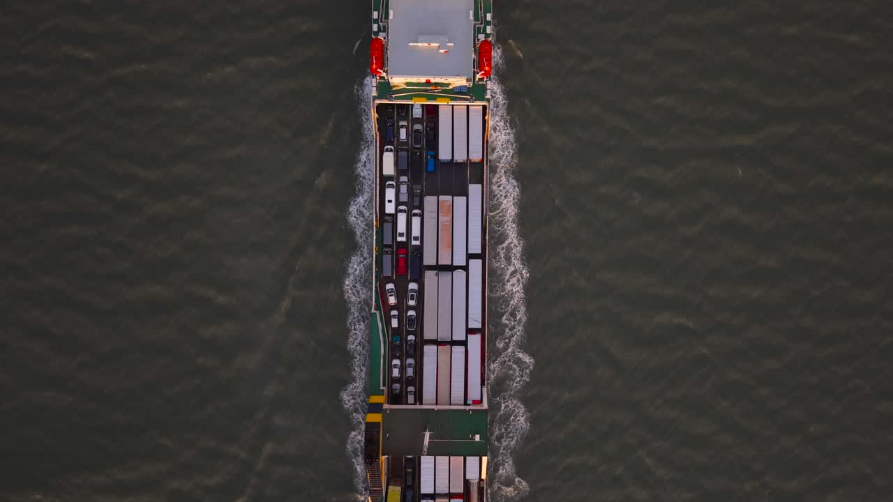 Seatruck transport ship arriving at Omeath port on Carlingford lake, Ireland