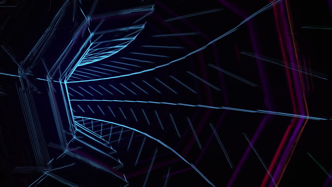 infinite tunnel loop animation with neon lights of pink and blue color