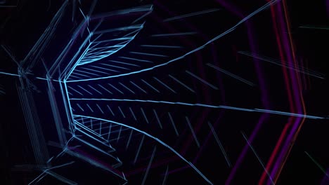 animación de bucle de túnel infinito con luces de neón de color rosa y azul