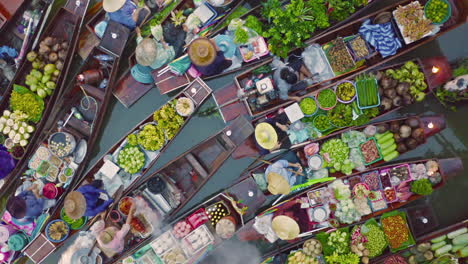 aerial view of a floating market in thailand