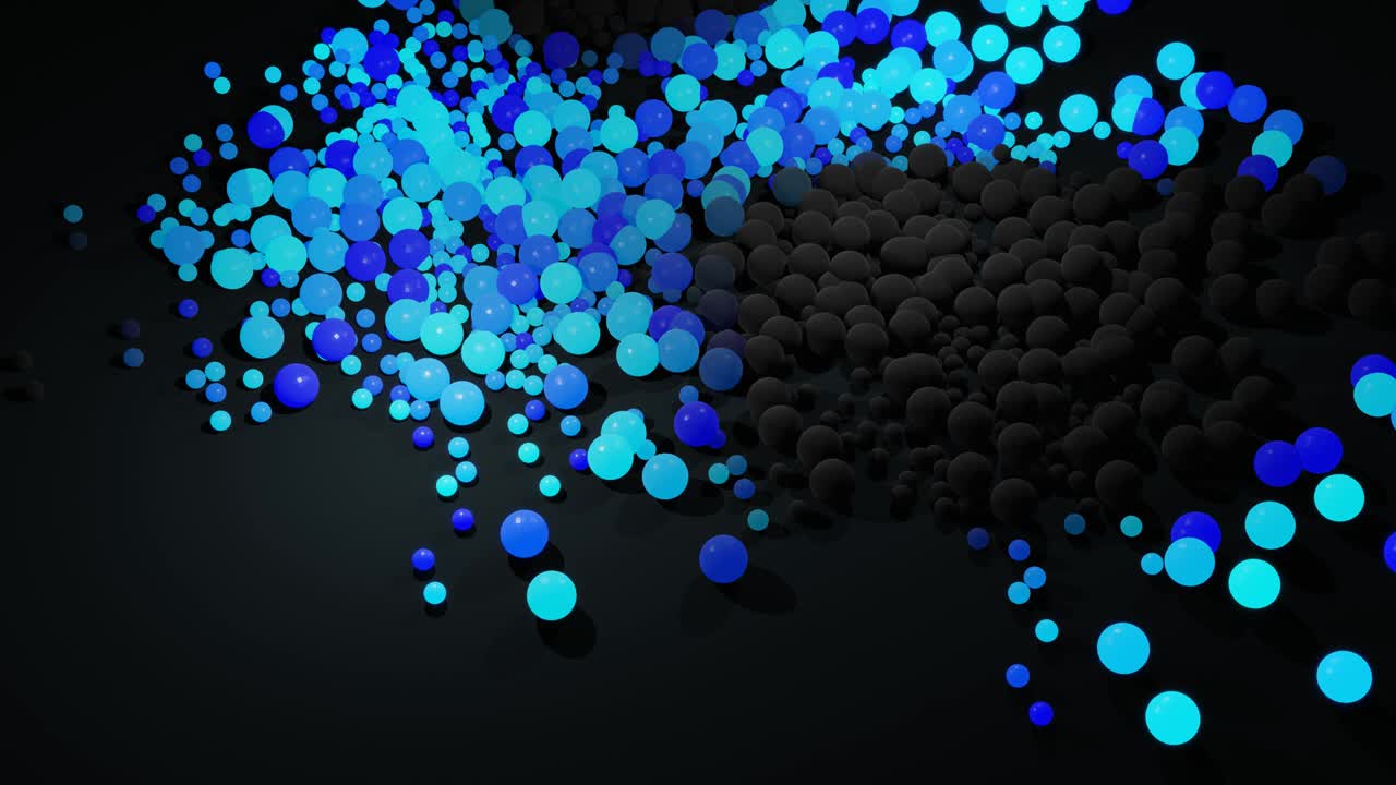 불은 추상적인 크리스마스 꽃받침과 같은 모양을 형성하기 시작합니다. 파란 파도는 크리스마스 가란드와 같은 공을 가로질러 달립니다.