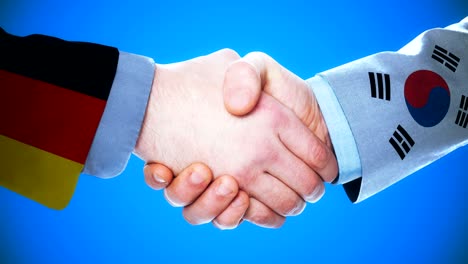 germany - south korea / handshake concept animation about countries and politics / with matte channel