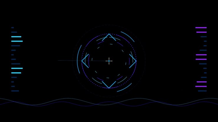 Futuristic Digital HUD Interface with Rotating Circular Elements
