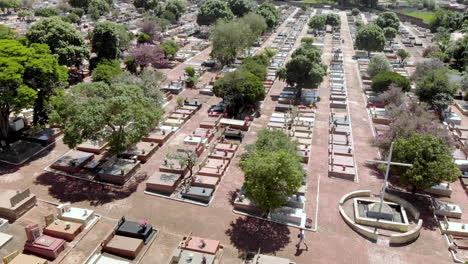 Drone-flies-over-a--cemetery