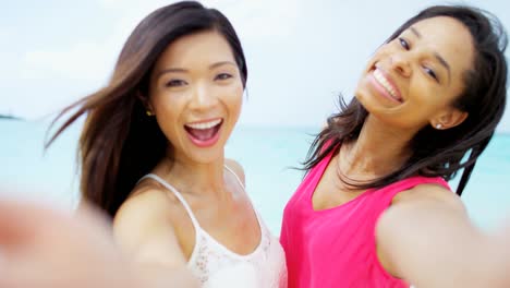 portrait of african american asian chinese girls outdoor