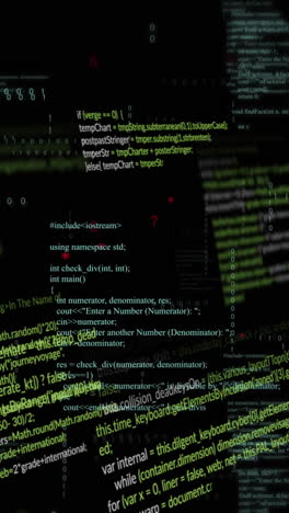 Animation of data processing on black background