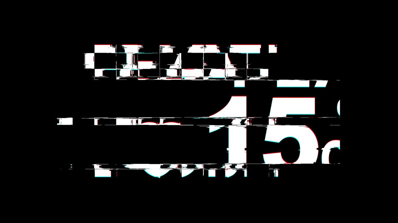 Flat 15% Percent off  Glitch Effect Text Digital TV Distortion 4K Loop Animation