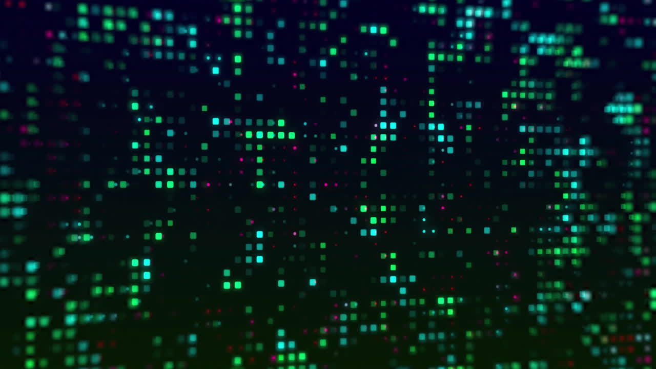 Animation of pulsating green spots of light on black background