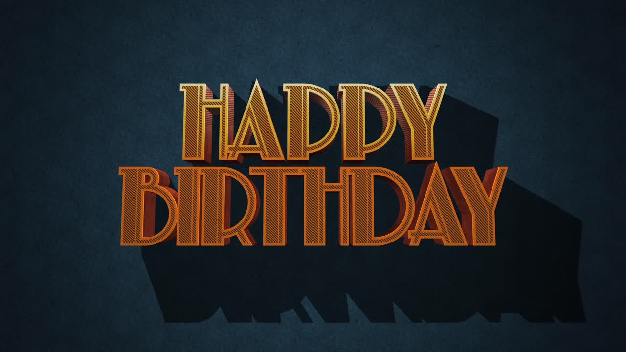 brillante texto de feliz cumpleaños en un elegante diseño metálico sobre un fondo azul oscuro