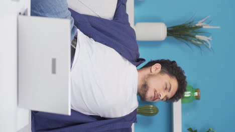 Vertical-video-of-Relaxed-man-happy-and-peaceful.