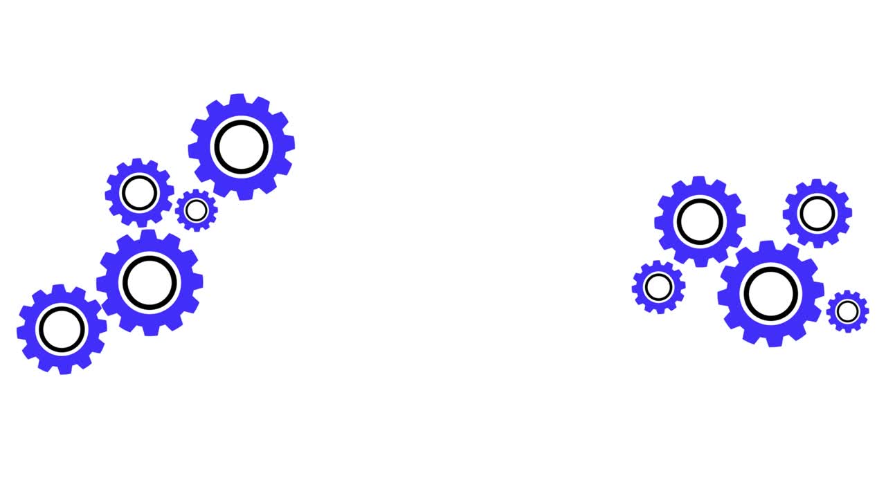 animación de engranajes azules giratorios. mecanismo de ruedas dentadas giratorias.